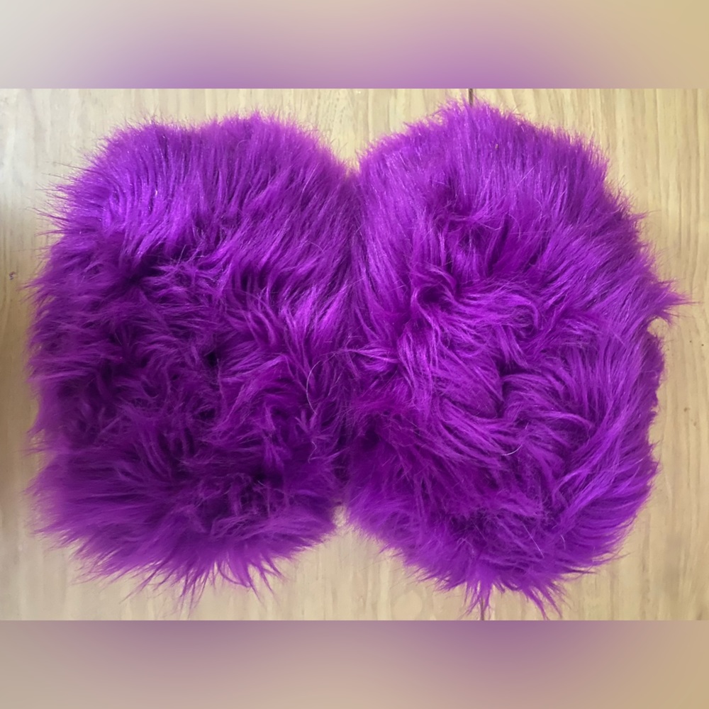 Shaggy, furry, custom made slippers for a size 3.